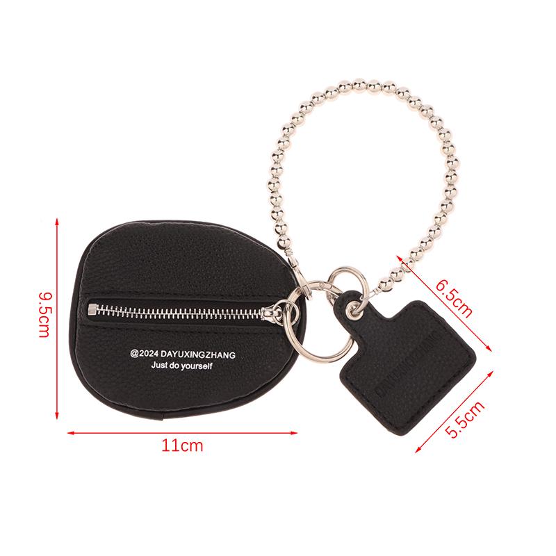 Fashionable Bag Pendant Accessories Black Pu Leather Texture Key Case Coin Purse Keychain Charm Gift