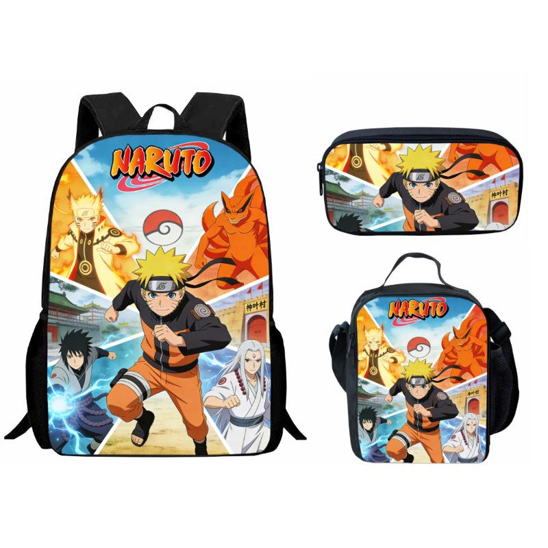 Bedrucktes Dreiteiliges Schüler-Schulranzen-Set, Cartoon-Rucksack, Brottasche, Federmäppchen