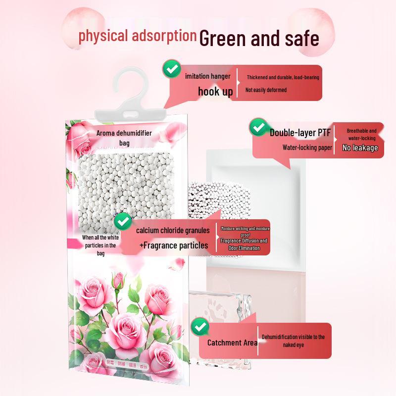Hanging Dehumidifier Bag - Moisture Absorber & Anti-Mold for Wardrobes, Dorms & Damp Areas with Aromatic Scent
