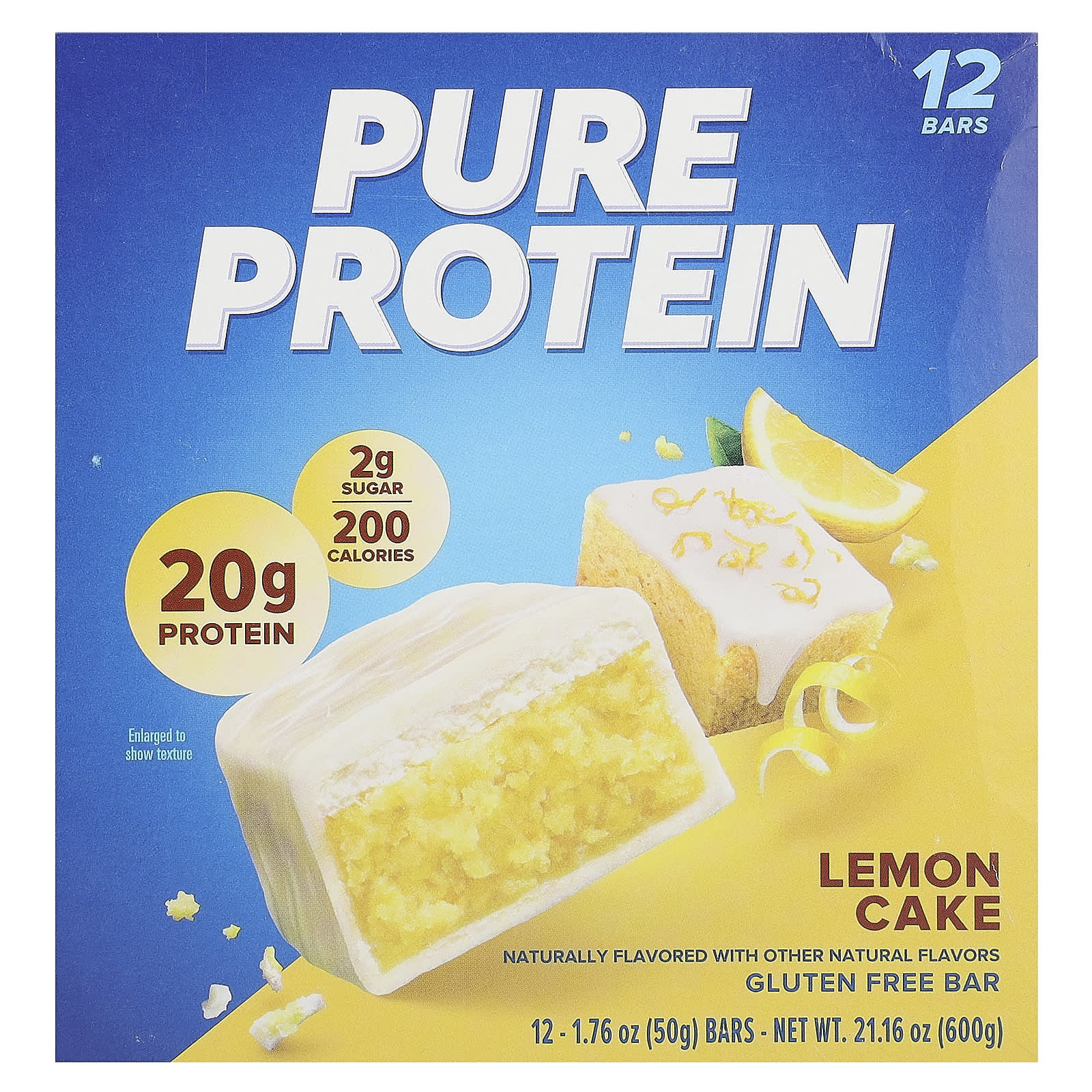 

Pure Protein, Gluten-Free Bars, Lemon Cake, 12 Bars, 1.76 oz (50 g) Each