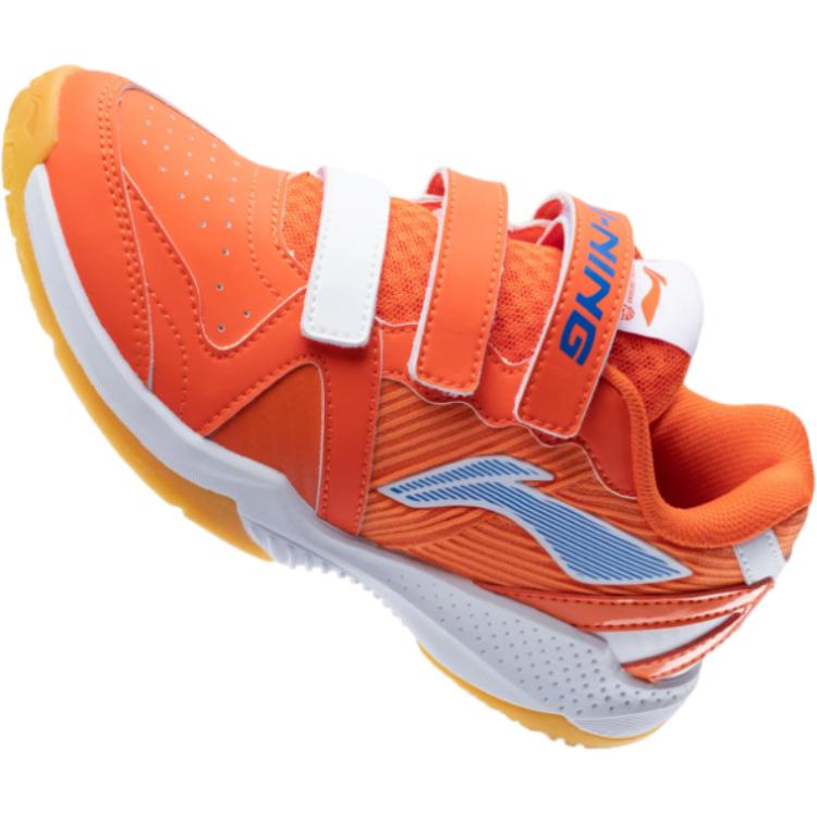 Li Ning Kids Badminton Series Thunder Jr Soft Comfortable Non-Slip Wear-Resistant Low-Top Training Shoes Kids Sneaker Orange White AYTV012-3