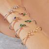 Zircon Leaf Cuff Gold Color Bangle Exquisite Stainless Steel Adjustable Thin Bracelet for Women Simple Elegant Party Jewelry