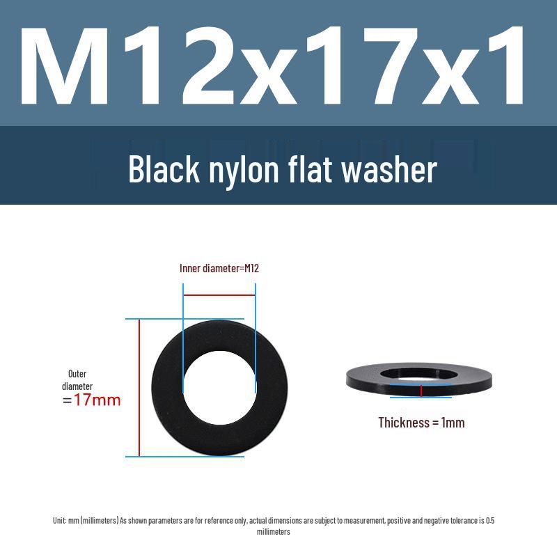 Yigu High-Temperature Insulated Black Nylon Flat Washer (M2, M3, M10, M16, M24)