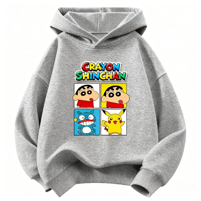 Детские худи Crayon Shin-chan, одежда для мальчиков и девочек, теплые и модные детские худи на осень и зиму 100