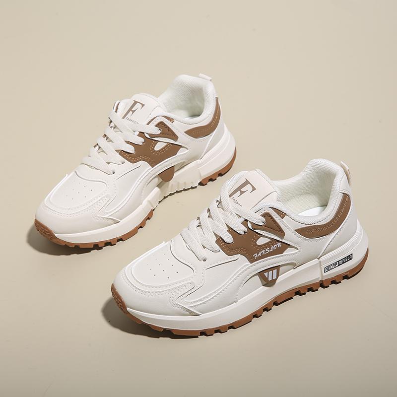 

Модная повседневная женская белая обувь, кроссовки для взрослых, версия Ins, обувь для папы, женская, весна 2025, студенческая, для бега, спортивная, на толстой подошве, увеличивающая рост 35 хаки