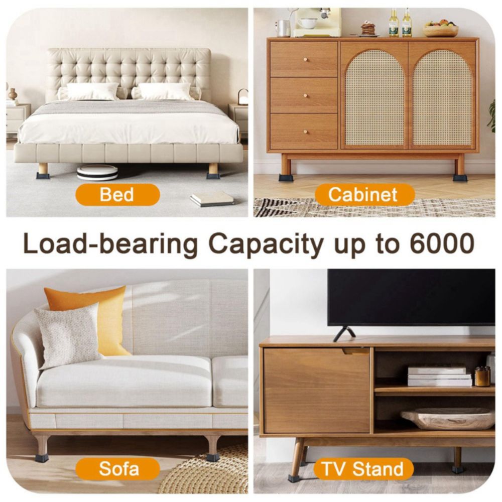 4 Inch Height Furniture Risers 4pcs Set Bed Frame Lift Adjustable Furniture Frame  Bed Frame