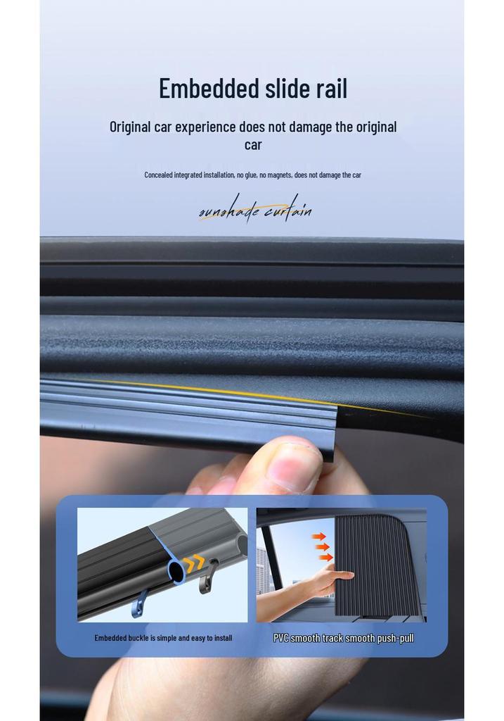 Car Window Sunshade with Sliding Rail and Heat Insulation