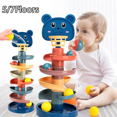 5/7 Layes Track Rolling Ball Pile Tower Early Educational Toy for Babies Rotating Track Educational Stacking Toy for Kids Gift