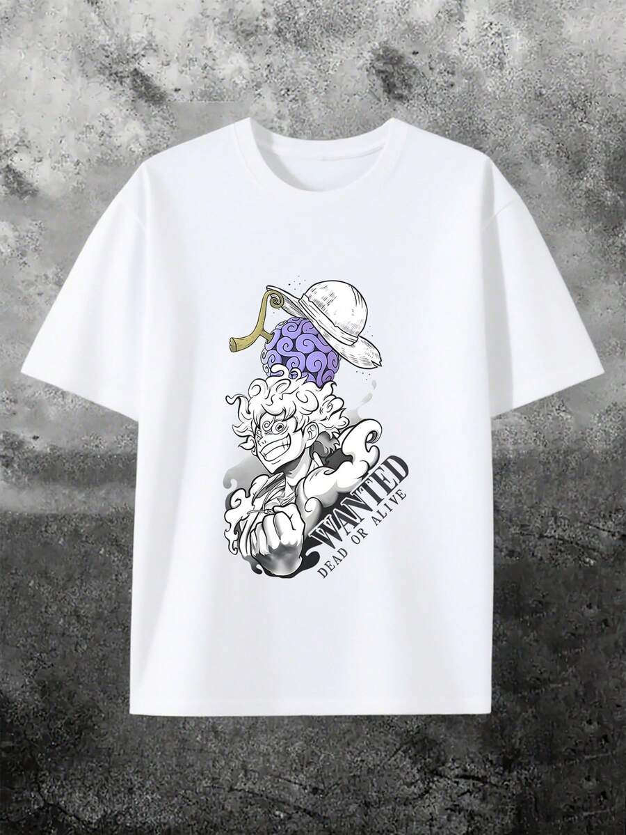 

Cartoon Anime Rubber Fruit Print, Summer Wear Unisex s Pure Cotton T-Shirt S