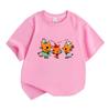 Toddler Boys Girls 100% Cotton O-neck Short Sleeve T-Shirt, Cute Orange Cartoon Cats Singing Pattern Casual Soft Breathable Tee for Kids Daily Wear Ho