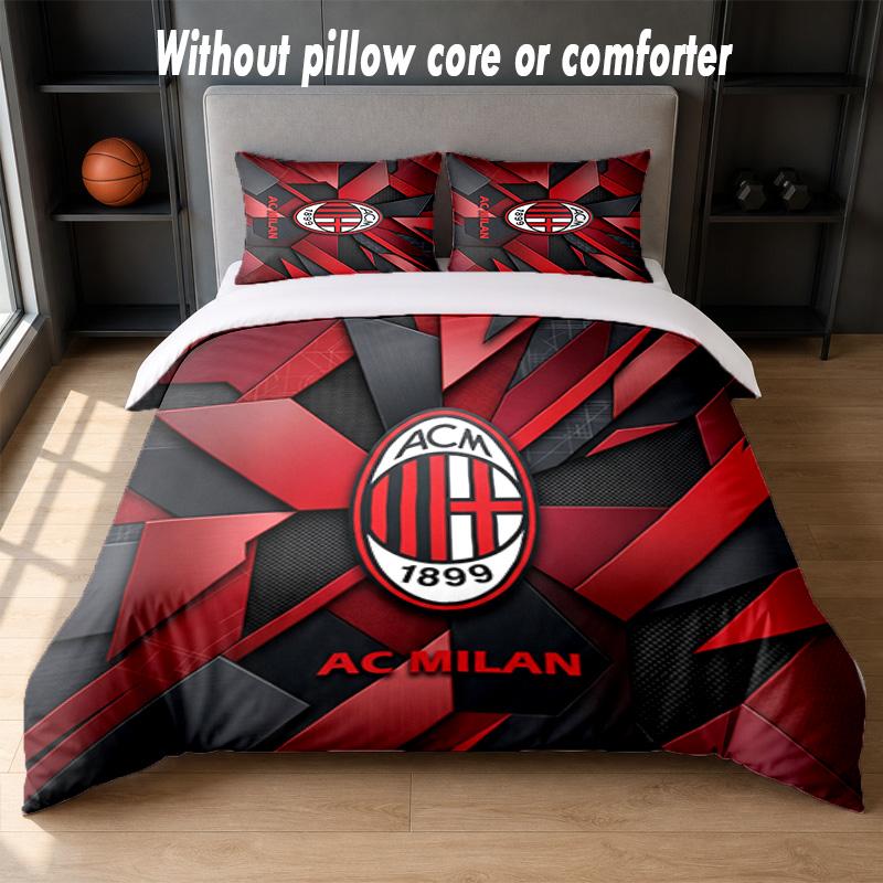 AC Milan Design Bed Bedding Set 1 Duvet Cover + 2 Pillowcases Soft Breathable Household Bed Linens
