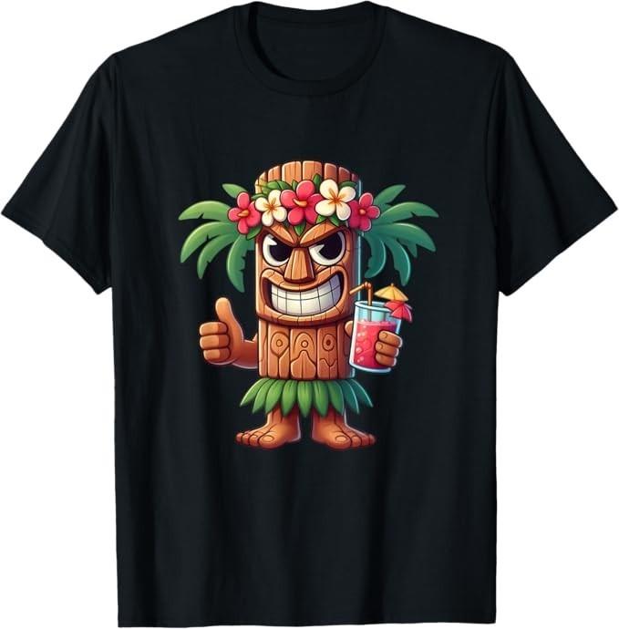 Mens Tiki Shirt Man Hawaiian Summer Tropical Luau Party Kids T-Shirt