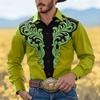 Vintage Men's Floral Print Flowers Shirt Western Shirt Cowboy Shirt Button Up Shirts Long Sleeve Casual 3D Print Collared Shirt