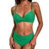 Women's Split Sexy High Waist Colour Bikini Fashion With Bra Pads No Steel Support Swimsuit