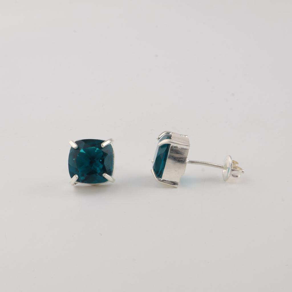 Apatite Gemstone 925 Sterling Silver Women Jewelry Handmade Studs Earring 1" Birthday Gift For Her EE-181-10