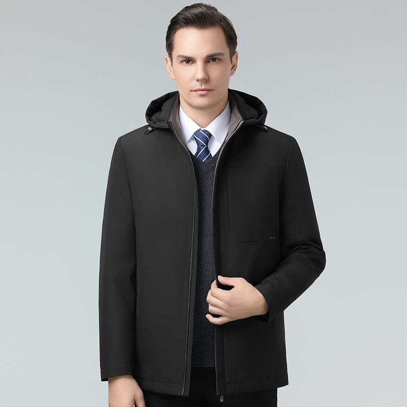 

Куртка мужская осенне-зимняя, мужская среднего возраста, подкладка из норкового бархата, съемный капюшон, утолщенный бархат, модная и универсальная куртка 205