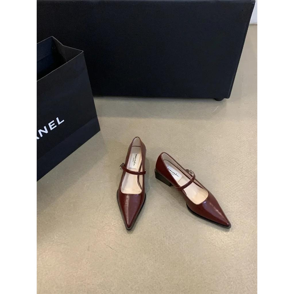 Retro Style Women Mary Jane Shoes New Fashion Pointed Toe Thick Heel Ladies Single Shoes Comfortate Office Pumps Footwear