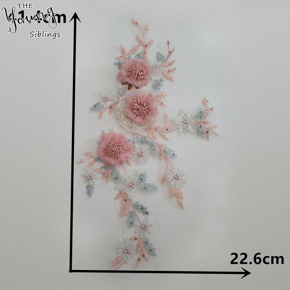 Embroidered Lace Patch Decal Diy Decorative Three-Dimensional Flower Fashion Women'S Clothing Decorative Pearl Beaded Lace Ding