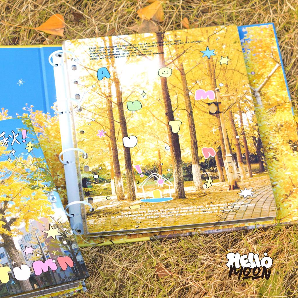 Autumn A4 Hard Shell Binder Photo Album for Postcards, Polaroids & Photocards, Refillable Scrapbook for K-pop Fan Collectibles