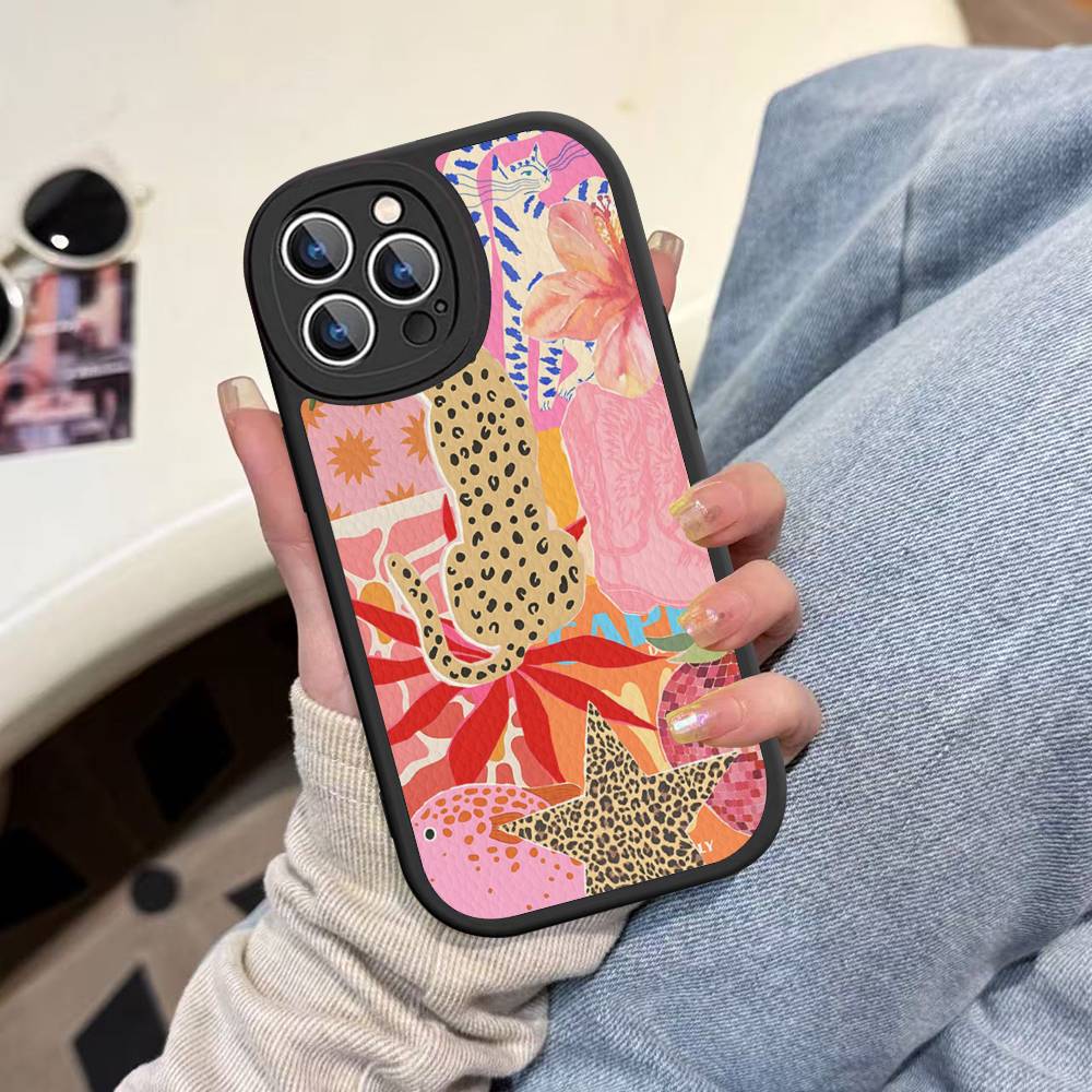 Colorful Abstract Tiger, Leopard, Snake, Tropical Jungle Phone Case For IPhone 16 15 14 11 12 13 Pro Max Plus Back Leather Shell