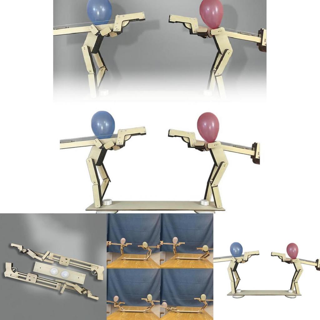 Manual Assembly Wooden Shooting Puppets Balloon Game Children Toys Set For Home And Party Play