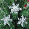 Indoor New Year Party Supplies 30 Pcs Christmas Snowflake Ornament, White Glitter Foil Tinsel Festival Decorative Hanging Ornaments Decoration