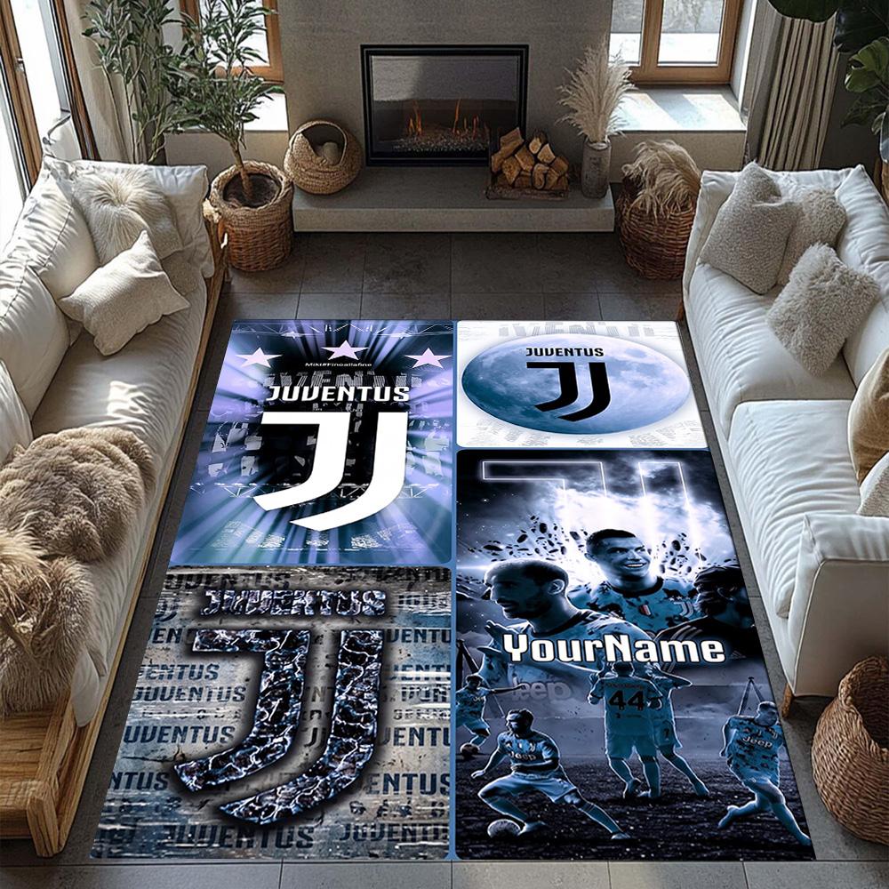 Juventus Customized Name Floor Rug Office Rug Design for Balcony Living Rooms Kitchen Entryway Antislip Carpet Anime Office Decor