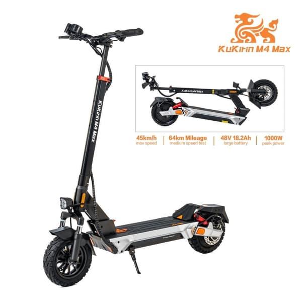 KuKirin M4 Max Foldbar Elektrisk Scooter 10 Tommer, 800W Motor, 48V 18.2Ah Batteri, Tophastighed 45 Km / T, Rækkevidde 64 Km, Dobbelt Skivebremse