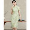 Green Floral New Chinese Style Cheongsam Dress