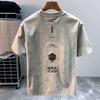 Cotton Round Neck Trendy Tops, Fashionable and Versatile Men's T-shirts, Loose Printed Short Sleeves for Couples