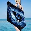Rams Team Spirit Beach Towel, Quick-drying, Easy to Care for, Use for Both Fitness and Beach Vacations,Sports Essential Fan Gift