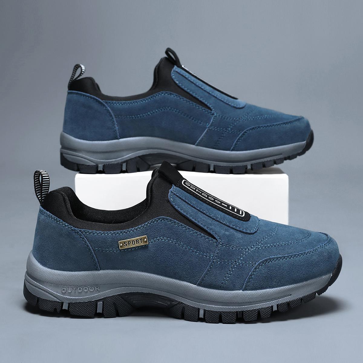 

TUINANLE Мужская повседневная обувь, спортивные удобные кроссовки без шнуровки на плоской подошве, модные уличные трендовые дышащие туфли большого размера для вождения 47 синий