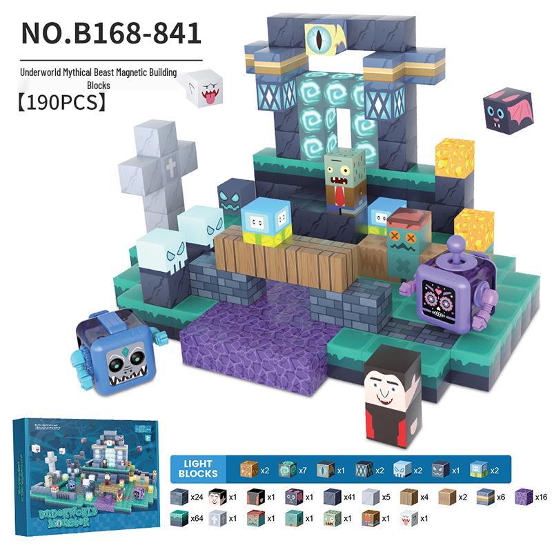 2.0cm DIY Magnetic Building Blocks with Lights - Magnetic Cubes Military Engineering Farm Set