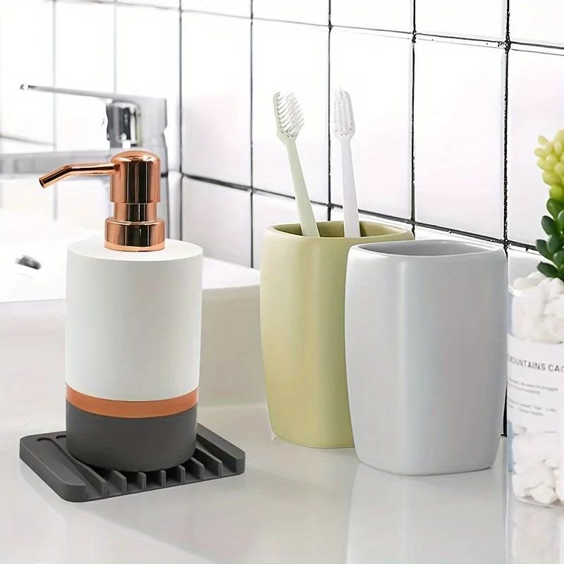 5pcs/set Free Punch Soap Box Silicone Draining Soap Holder Creative Kitchen Bathroom Countertop Non-slip Shelf