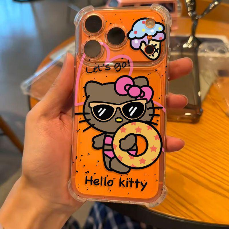 

Spicy Girl KT Cat Anti-Drop Bikini Case for Apple 15 Pro Max/14/13/12 – Transparent Cartoon Design iPhone 16 Pro Max