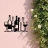 1pc 2D Flat Wine Bottle Glass Metal Wall Art Modern Minimalist Black Outdoor Decor for Bar Kitchen Dining Room