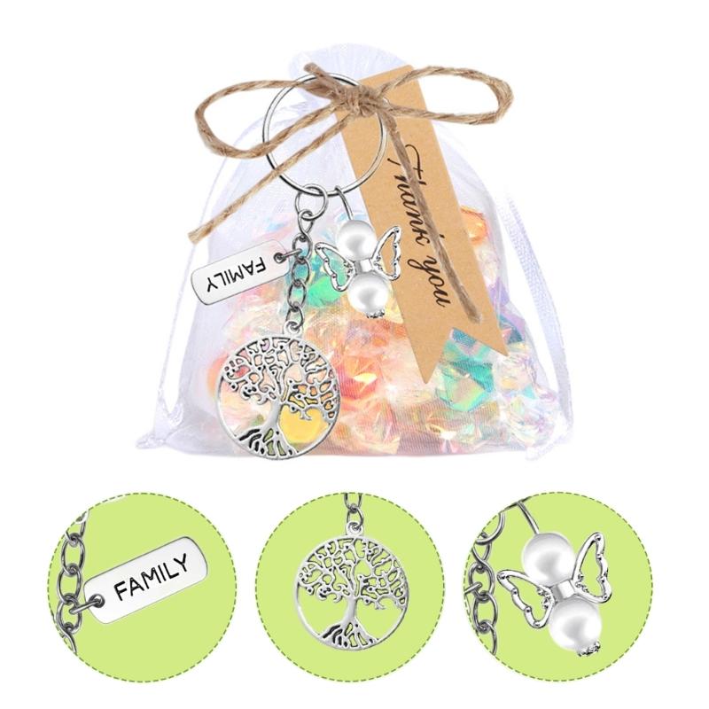 12 Set Tree Charm Key Holdera Hanging Pendant Alloy Texture Trees Keychain Perfect for Jewelry Making and Craft Projects