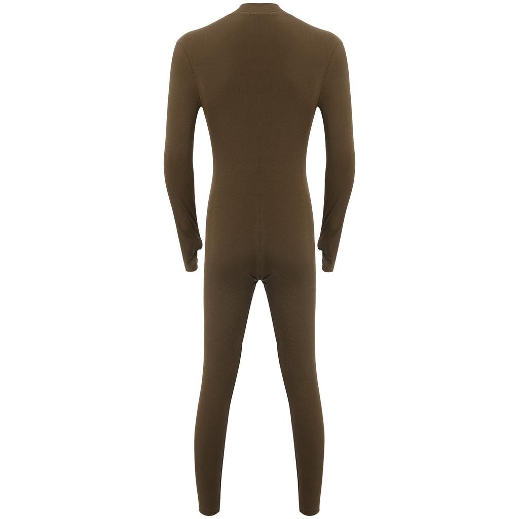 Macacão Unitário Listrado Masculino Gola Alta Manga Longa Calça Zíper Frontal Estilo Romper Roupa Esportiva Yoga