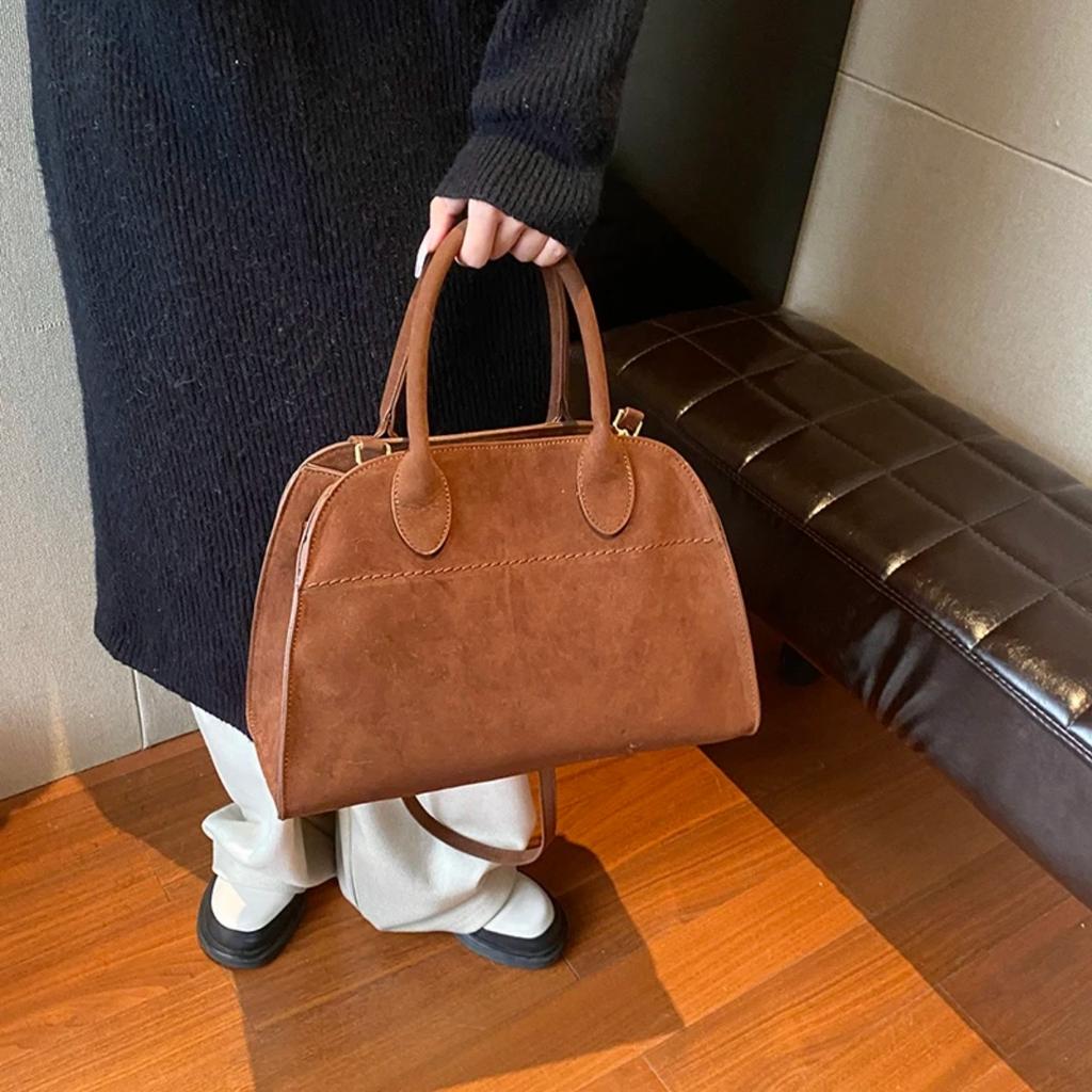 Ladies' Top-handle Bag High-end Design Vintage Commute Handbag For Autumn Winter Faux Suede Casual Tote Shoulder Bags