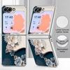 Romantic Rose Flower Pattern Case For Samsung Galaxy Z FlIP 7 FE 6 5 Plating PC+PU Leather Hybrid Folding Cover For Samsung Z Flip7 Flip6 Flip5