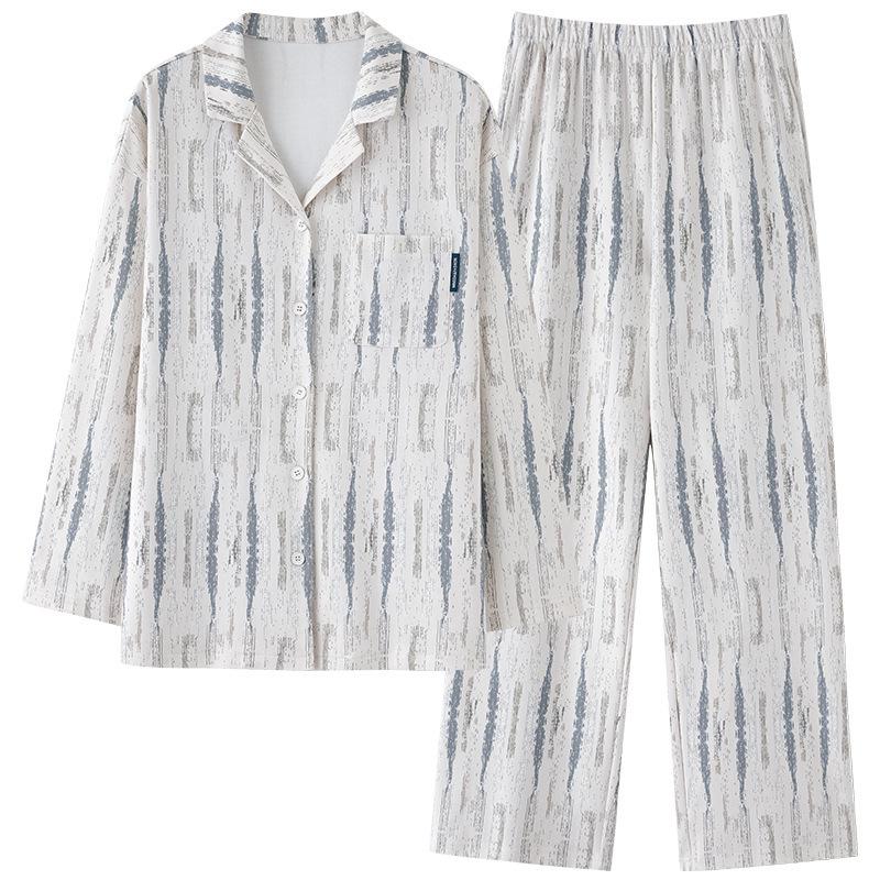 Women's Pure Cotton Long Sleeve Pajama Set - Loose Fit, Plus Size, for Autumn/Spring