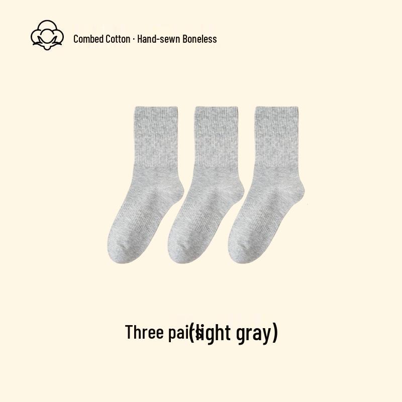 Women's Mid-Calf Summer Thin Socks - Anti-Pilling, Versatile, Sweat-Wicking, Odor-Resistant, Long-Staple Cotton, Solid Color.