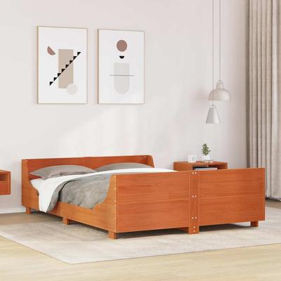 Vidaxl Bed Frame Without Mattress, Waxed Brown, 120X200 Cm, Solid Pine