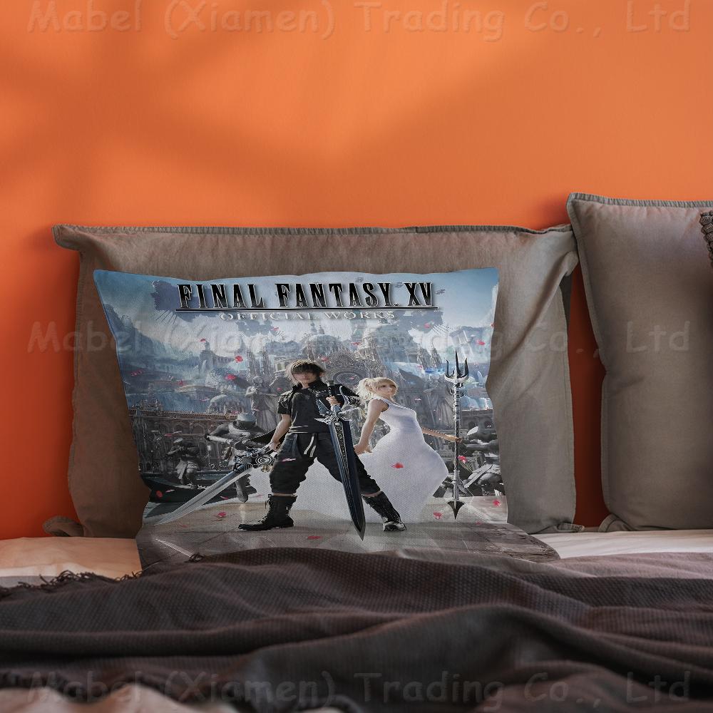 F-Final-F-Fantasy  Pillow Covers Cartoon Sofa Decorative Home Double-sided Printing Short Plush Cute Cushion Cover