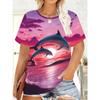 Summer Ladies 3D Dolphin Print Crew Neck T-Shirt
