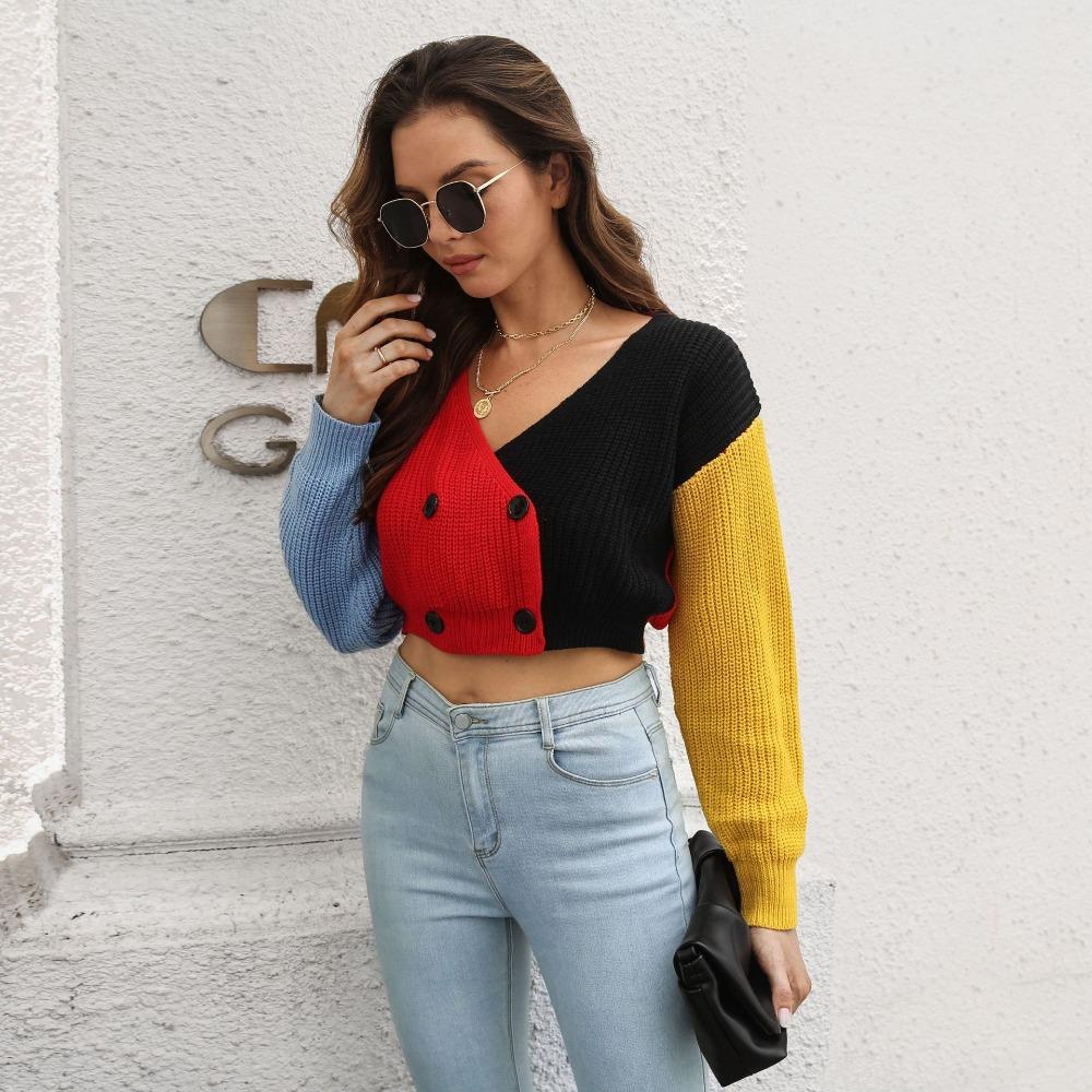 GMXIA Women's Fashion Casual Autumn Winter Long Sleeve V-Neck Loose Sweaters