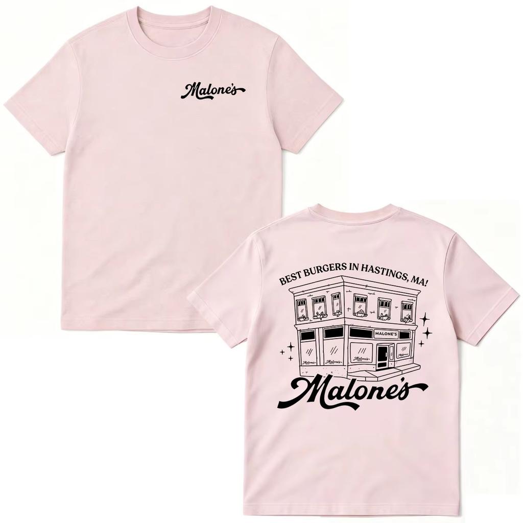 Summer Fashion Trendy Tee Men Women Vintage Top Malone's Bar Off Campus TV Series T-shirts Best Burgers In Hastings MA Briar University