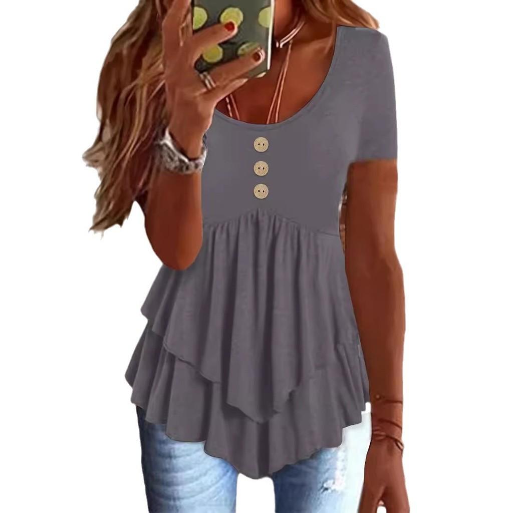 Summer Ladies T Shirt With 3d Pattern In Cotton Blend For Casual Wear