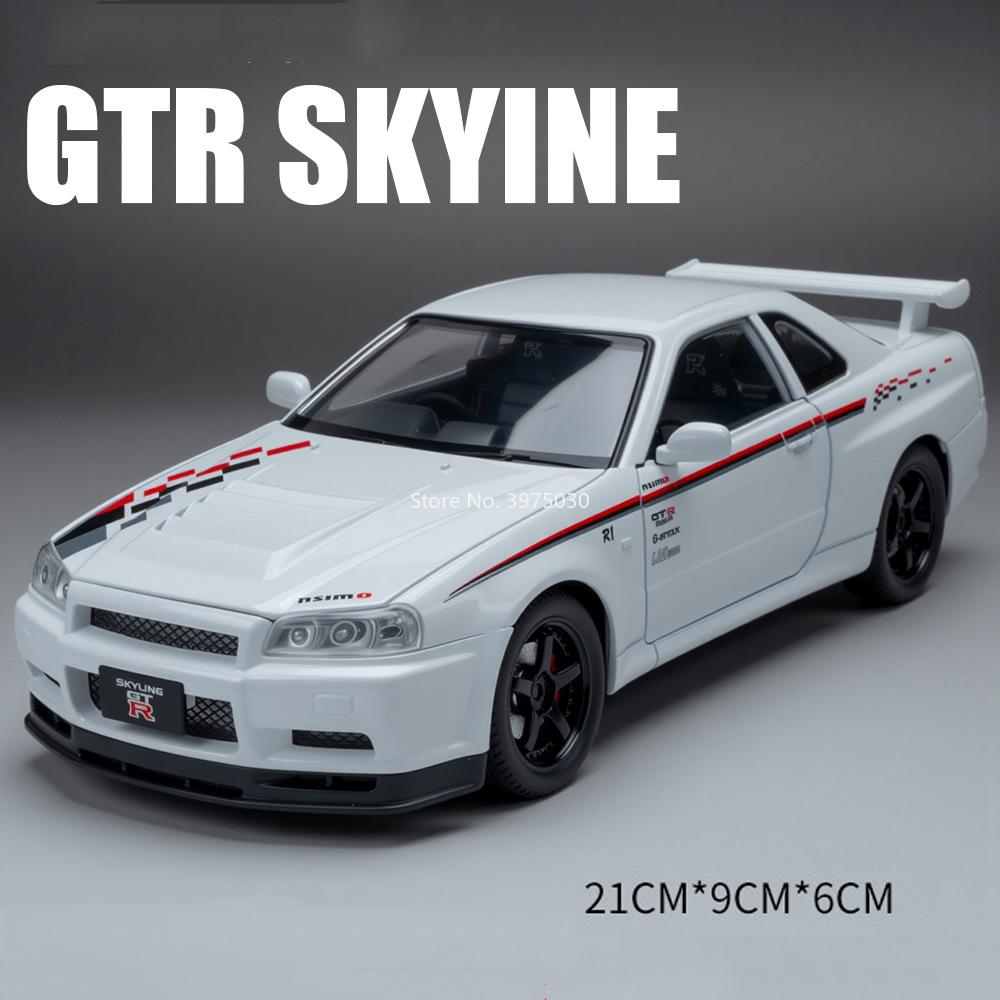 1:24 Alloy Charger GTR SKYLINE Cars Models Diecast Toys Wheel Pull Back Miniature Car with Light Music Vehicles Collectible Item