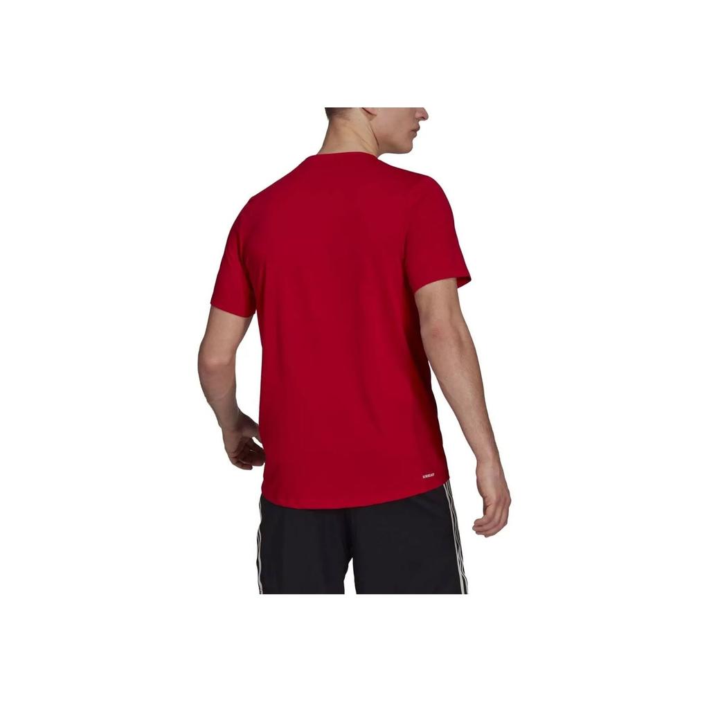 Adidas Pure Color Logo Training Casual Knit Short Sleeve T-Shirt Men Tops Red GR0516